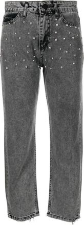 Ana Radu crystal-embellished cropped jeans - women - Polyester - S - Grey