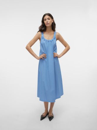 Vero Moda Midikleid VERO MODA VMGILI DETAILED SINGLET DRESS WVN GA, Damen, Gr. XS, N-Gr, blau (provence aop:zenia), Web, Obermaterial: 63% Baumwolle, 37% Viskos
