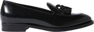 Scarosso Sienna Black Bright Tassel Loafers - Dames - Loafers - Zwart - 37 1/2 EU - Leer - Schoenen