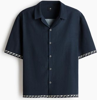 H&M Freizeithemd aus Baumwolle in Relaxed Fit - Schwarz