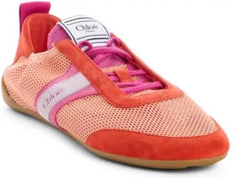Chlo&eacute; Kick Mesh Sneaker in Orange Fizz at Nordstrom, Size 10Us