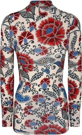 Farm Rio Farm Rio, Tops, Dames, Veelkleurig, S, Satijn, Francesca Sand Jersey Blouse