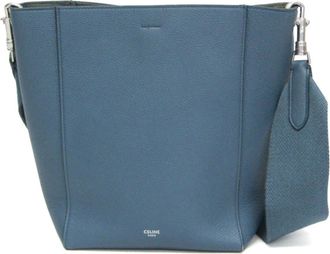 Celine Sangle Seau Calfskin Blue Leather Handbag (Pre-Owned)