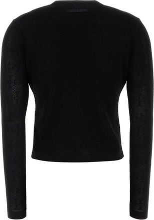 Tory Burch Viscose Blend Cardigan - Dames - Vesten - Zwart - M - Truien & Vesten