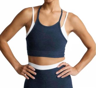 Beyond Yoga Spacedye Layered Long Line Bra In Nocturnal Navy
