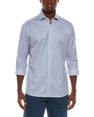Eterna Italian Striped Poplin Modern Fit Shirt