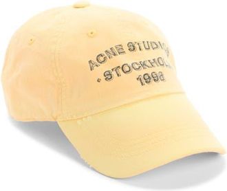 Acne Studios Cuddy Distressed Sun Kissed Ball Cap in Light Yellow at Nordstrom