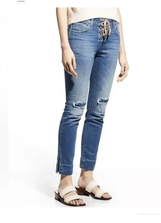 SER.O.YA Luca Lace Up Slim Jeans In Cyprus