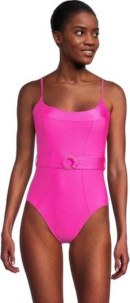 BECCA by Rebecca Virtue Monte Carlo Makenna Rib One-Piece Womens Azalea Swimsuit RED52