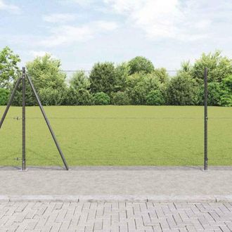 vidaXL Reja Con Postes Gris 1.2 X 10 M Acero Recubierto De Pvc Vidaxl