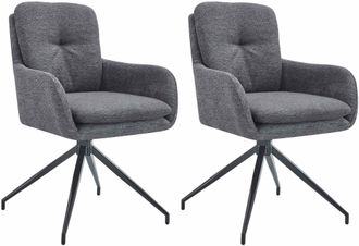Clp Clp - Lote De 2 Sillas De Comedor Tela Pickett Gris Oscuro