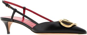 Valentino Garavani Womens Black Leather Vlogo Signature Pumps Nero Scarpe Con Tacco High Heel Shoes