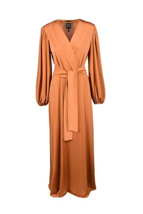 Access Fashion Midi-Length Dress with Wrap Bodice