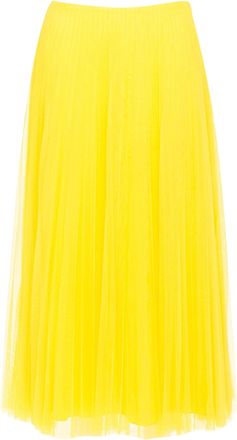 Ralph Lauren Purple Label Yellow Pleated Silk Midi Skirt