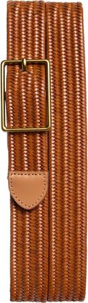 Open Edit Jesse Woven Stretch Leather Belt in Saddle- Gold at Nordstrom, Size 34