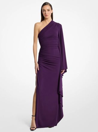Michael Kors Draped Matte Jersey One-Shoulder Gown
