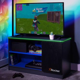X Rocker Carbon-Tek TV Unit for up to 42 TVs with Drawer & LED Lighting in Dark Grey