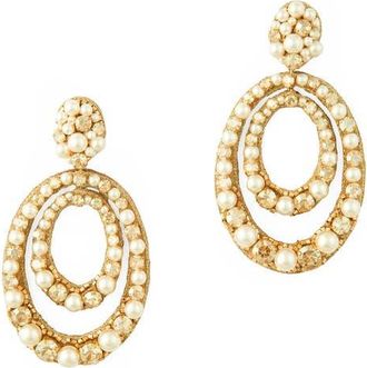 Deepa Gurnani Spencer Faux Pearl Drop Earrings in Gold/White at Nordstrom