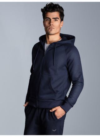 Trigema Sweatjacke TRIGEMA TRIGEMA Sweatjacke mit Kapuze, Herren, Gr. 4XL, blau (navy), 70% Baumwolle, 30% Polyester, Basic, lang, Rundhals, Sweatjacken Sweat