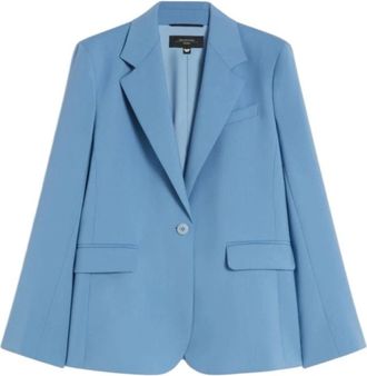 Max Mara Single-breasted Blazer - Dames - Blazers - Blauw - XS - Wol - Jassen
