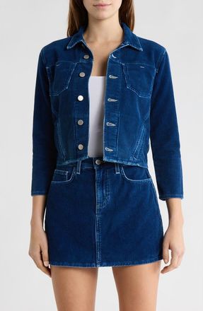 L'agence Nelly Corduroy Crop Shirt Jacket in Lapis Blue at Nordstrom Rack, Size X-Large