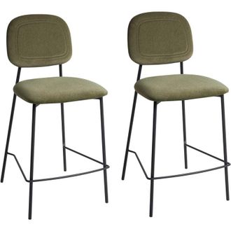 Beliani Beliani - Conjunto De 2 Sillas De Comedor Tapizadas Con Asiento De Terciopelo Base De Hierro Negro Verde Oliva Duette