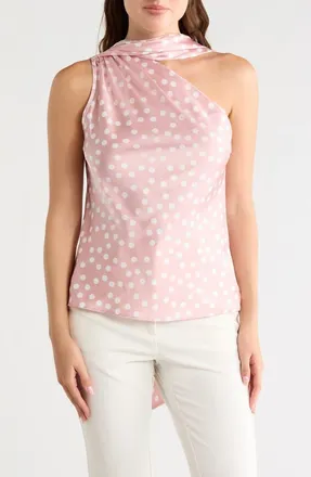 Renee C Scarf Detail One Shoulder Top in Pink at Nordstrom Rack, Size X-Small