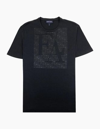 Emporio Armani Mens Emporio Armani Giro M/c Logo T Shirt Black AUG17 - Size: 36