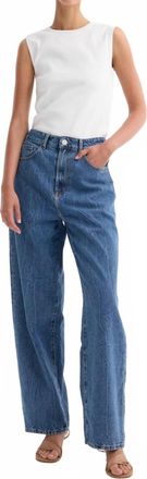 R&oacute;he Signature Baggy Fit Jeans In Mid Denim Blue