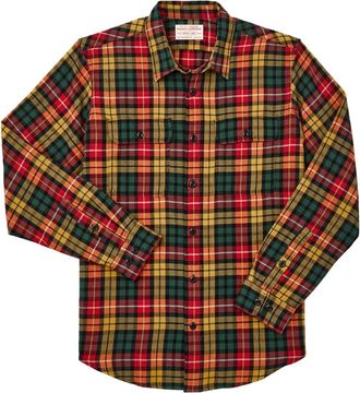 Filson Mens Scout Shirt In Spruce/gold Plaid