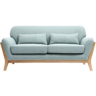 Miliboo Divano scandinavo a 2 posti Blu laguna piedi in legno YOKO