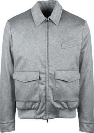LUIGI BORRELLI NAPOLI Jassen, Heren, Grijs, L, Kasjmier, Aviator Jacket