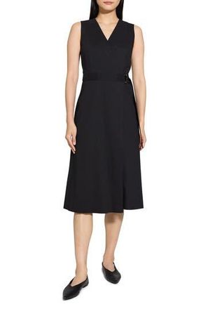 Theory Sleeveless Linen Blend Wrap Dress in Black at Nordstrom Rack, Size 2