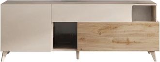 Calicosy Mueble tv 2 puertas 1 caj&oacute;n y 2 nichos l180cm - beige y roble