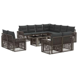vidaXL Conjunto De Sof&aacute;s De Jard&iacute;n 12 Uds. Gris Y Gris Oscuro Vidaxl