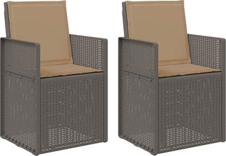 vidaXL Sillas De Comedor De Jard&iacute;n 2 Uds. Gris Claro Y Taupe Pp Vidaxl