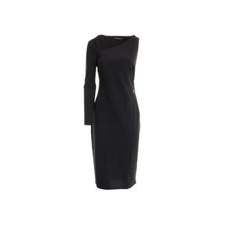 Karl Lagerfeld Asymmetrische Jersey Party Jurk - Dames - Feestkleedjes - Zwart - L - Polyester - Kleedjes