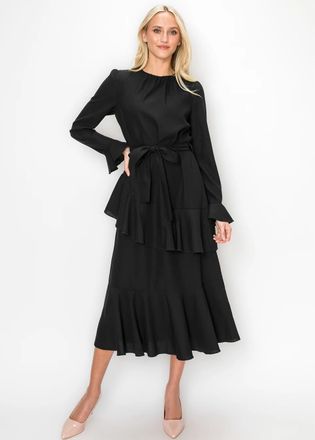 YAL New York Ruffle Hem Dress with Tie Belt