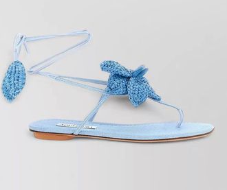 Aquazzura calypso sandals braided detail floral flat