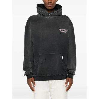 Represent Distressed Cotton Hoodie - Black