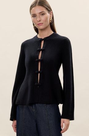 Rebecca Taylor Rhea Knit Peplum Cardi in Black at Nordstrom, Size X-Small