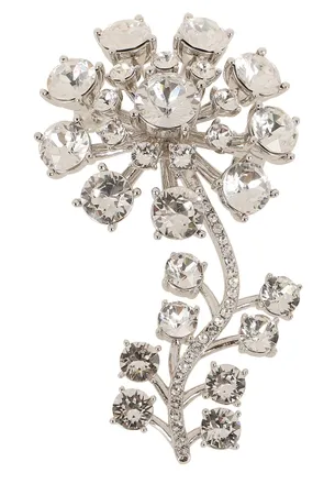 Self Portrait Silver Crystal Flower Brooch