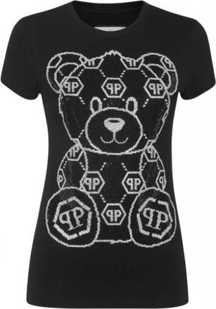 Philipp Plein Pure Teddy Bear T-Shirt - Dames - T-shirts - Zwart - L - Katoen - Tops
