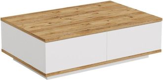 Vente-Unique Mesa de centro rectangular con 1 abatible en blanco y pino atlántico - L90 cm