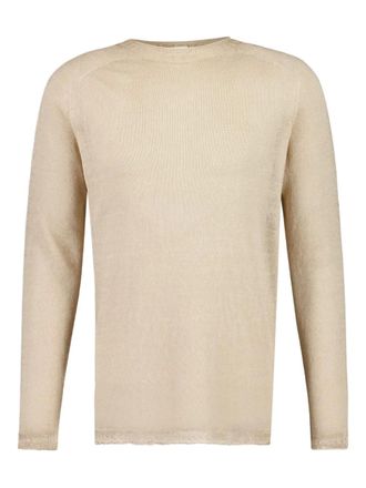 120% Lino Trui met ronde hals en raglan mouwen - Beige