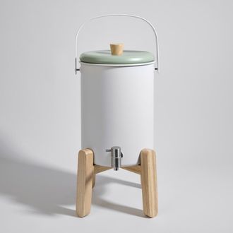 Maisons du monde Cubo de compost de metal y madera de roble