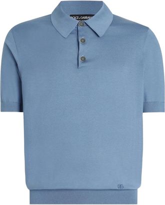 Dolce & Gabbana Zijden Gebreide Polo - Heren - Polos - Blauw - XL - Tops