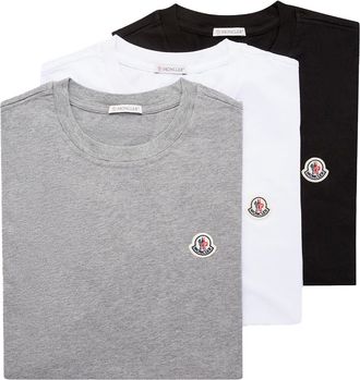 Moncler Moncler Logo Patch Cotton T-shirt (pack Of Three), Men, Multicolor, Size: 3xl