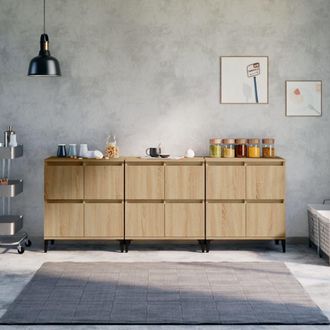 vidaXL Vidaxl - Aparadores 3 Uds Madera Contrachapada Roble Sonoma 60x35x70 Cm