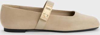 Charles & Keith Lando Faux Suede Mary Jane Flats